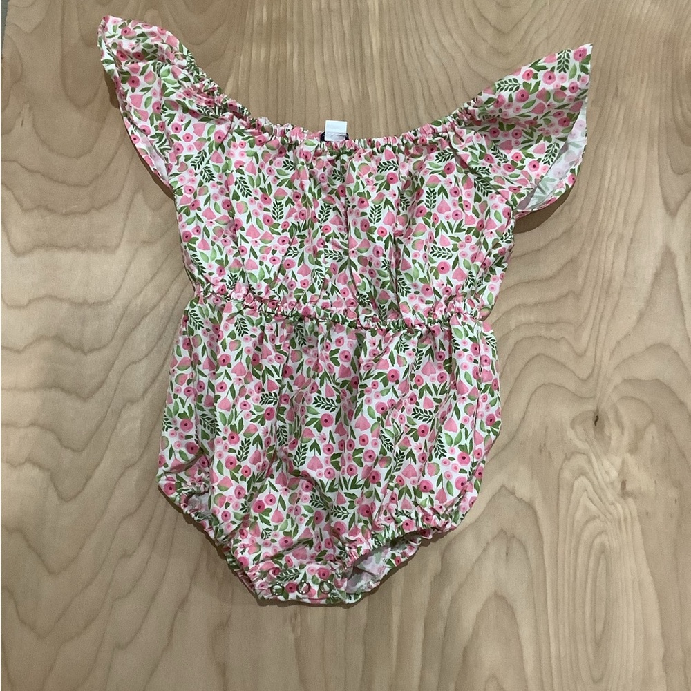 Floral Baby Romper with Ruffle Sleeves